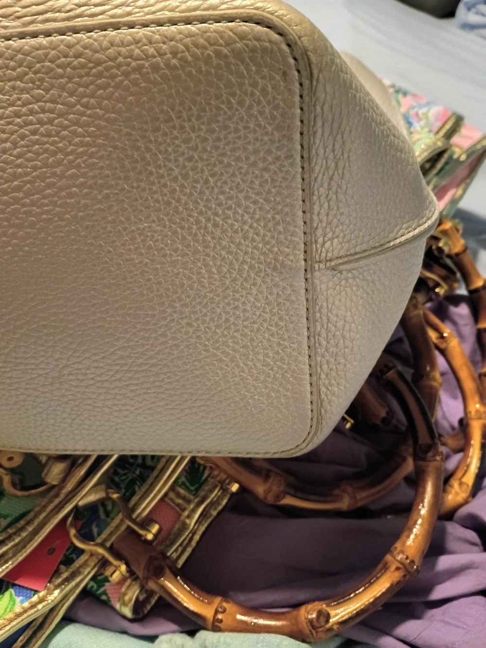 Tory Burch Metallic Silver Pebbled Leather Tote NWOT
